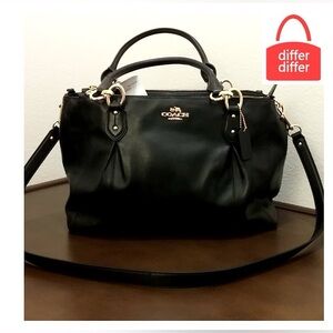 Coach Colette Carryall Black Leather Satchel Bag